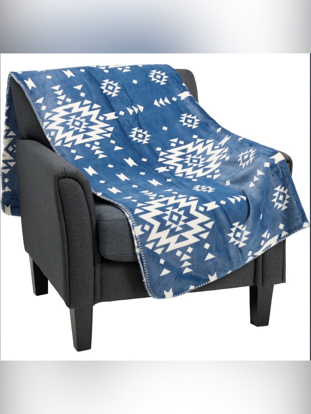 FRYE Silky Soft Coco Milk Throw Blanket Vintage Indigo $49 Retail NEW